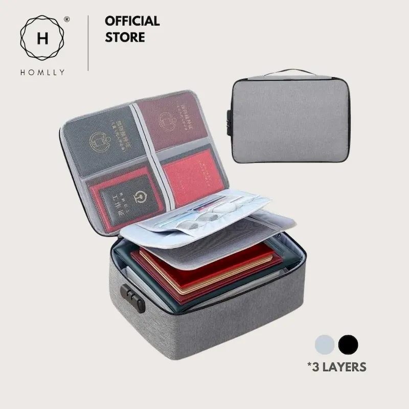 Homlly Multiple Layers Travel Document Bag with Lock 2025 silk-smooth - Tableware