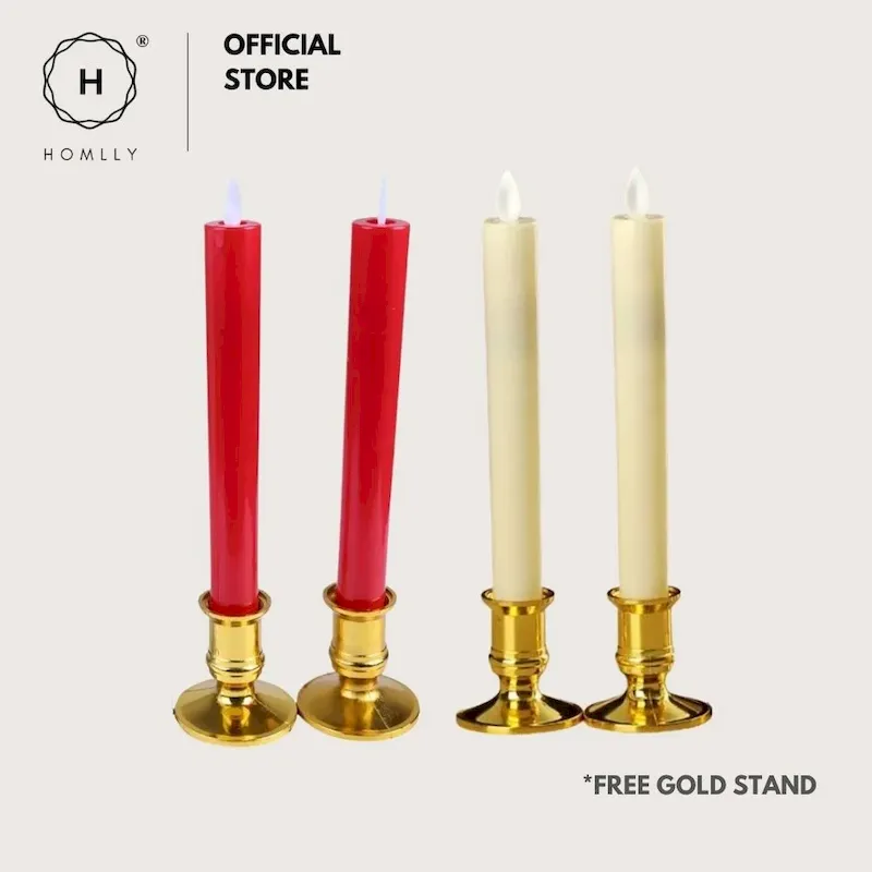 Homlly 3D LED Flickering Flame Slim Tall Candles (22cm) frankly 2025 - Tableware
