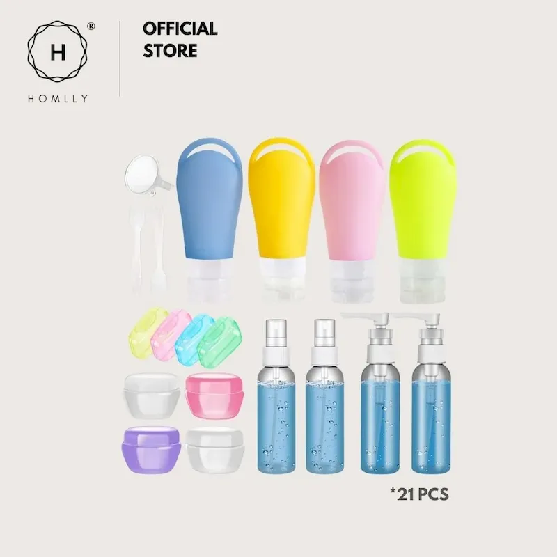 Homlly 21pcs Squeezable Leak Proof Silicone Travel Containers (FREE label Stickers) stigmatized 2025 - Tableware